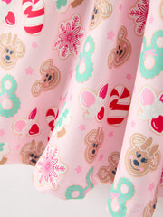 Girls Christmas Gingerbread Candy Cane Long Sleeve Twirl Dress