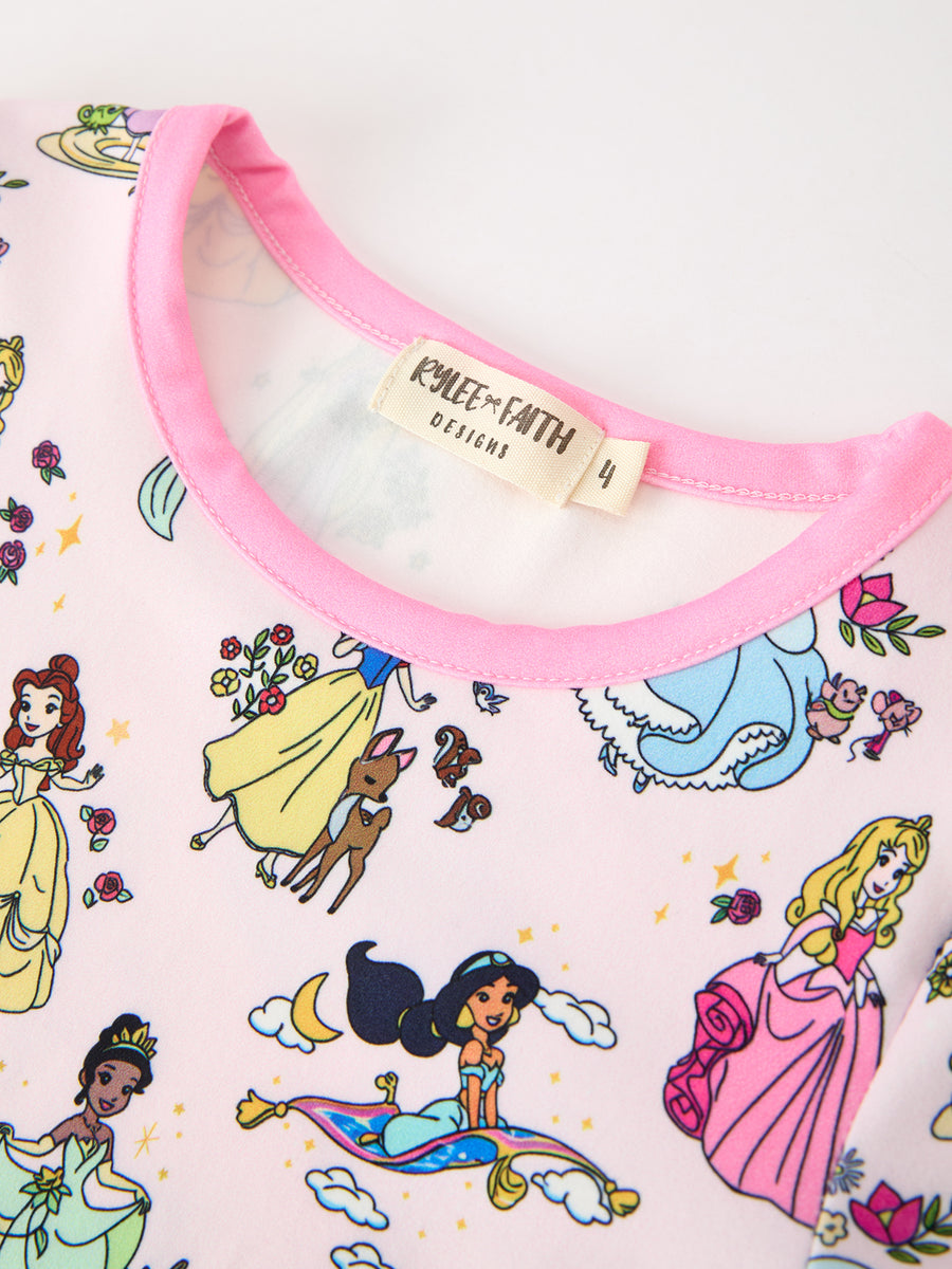 Girls Pink Print Long Sleeve Pajama Set
