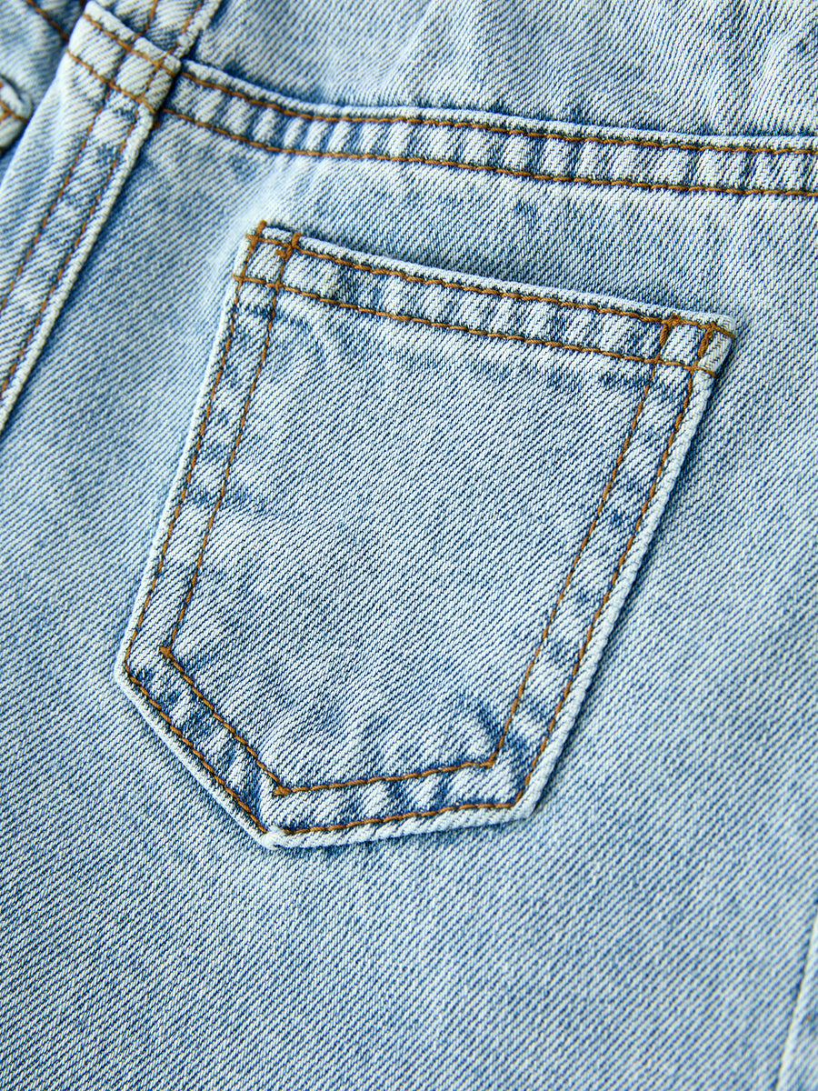 Girls Light Wash Bow Applique Relaxed Denim Jeans