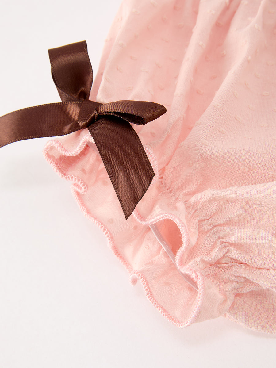 Western Horse Girls Pink Smocked Bloomer Set