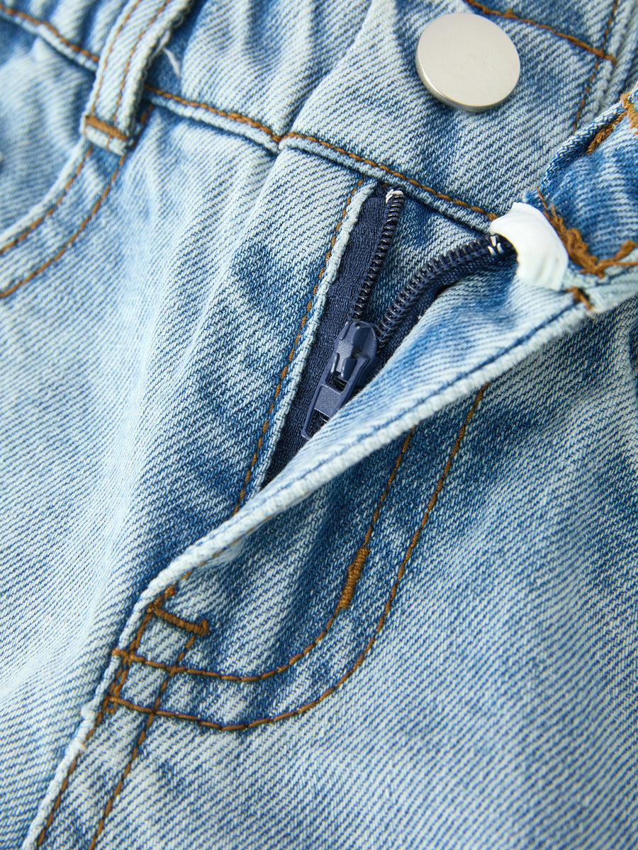 Girls Light Wash Bow Applique Relaxed Denim Jeans