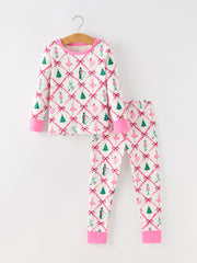 Christmas Girls Bow Ballet Holiday Pajama Set