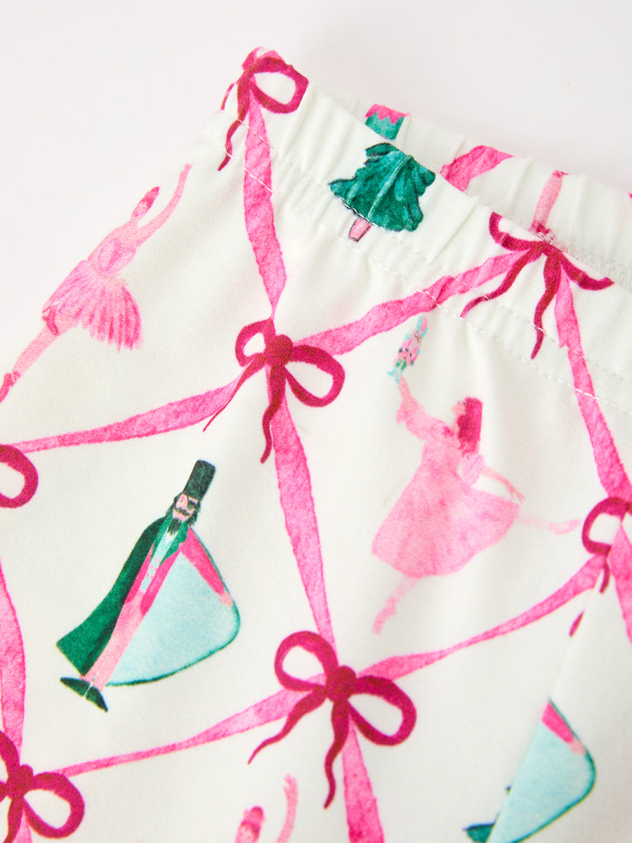 Christmas Girls Bow Ballet Holiday Pajama Set