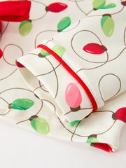 Christmas Lights Print Bow Tie Pajamas Set