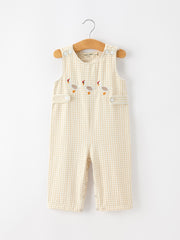 Goose Embroidered Beige Plaid Baby Boys Jonjon