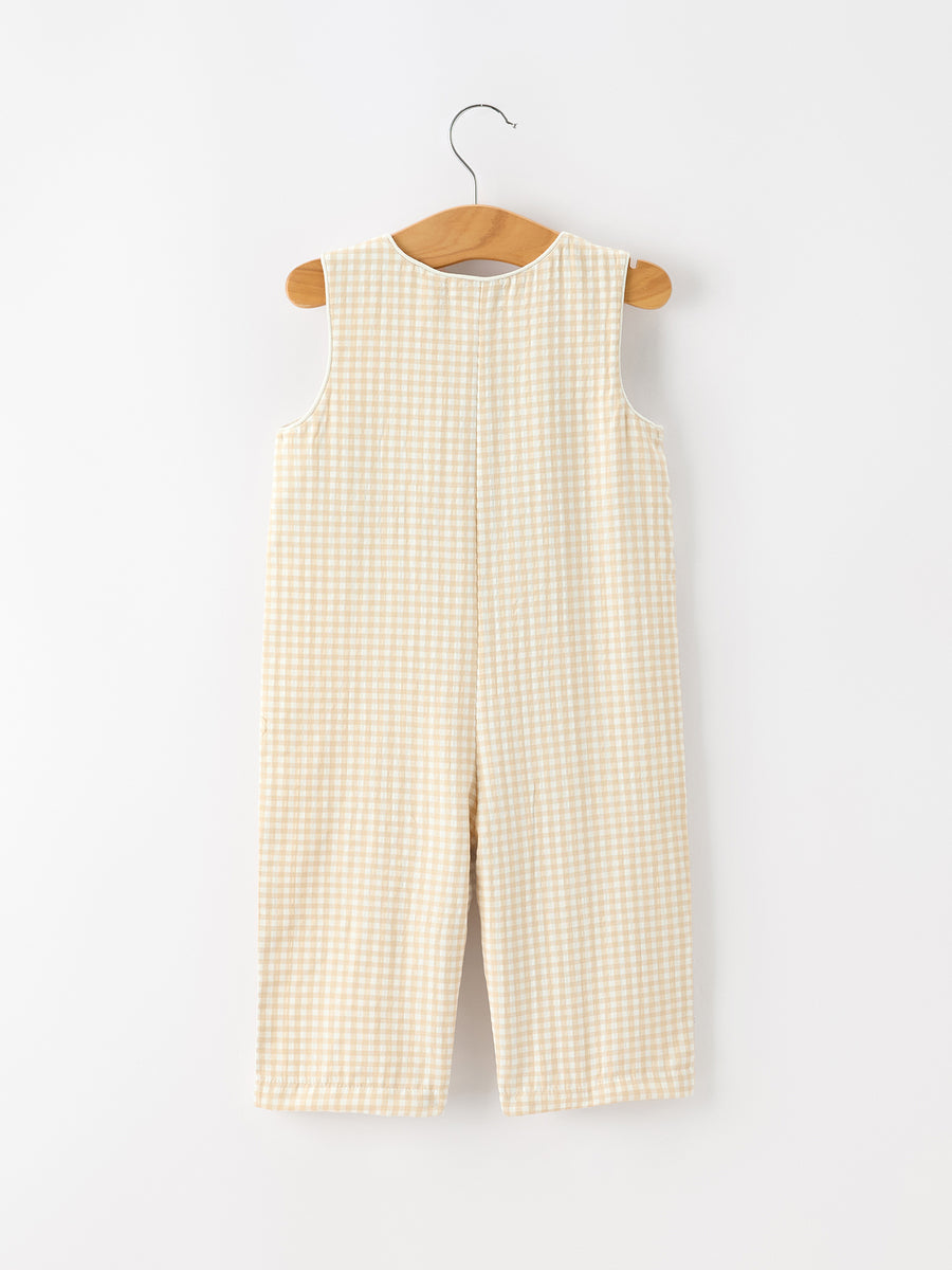 Goose Embroidered Beige Plaid Baby Boys Jonjon