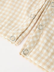 Goose Embroidered Beige Plaid Baby Boys Jonjon