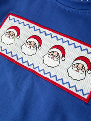 Christmas Santa Boys Blue Long Sleeve Shirt And Red Pants Set