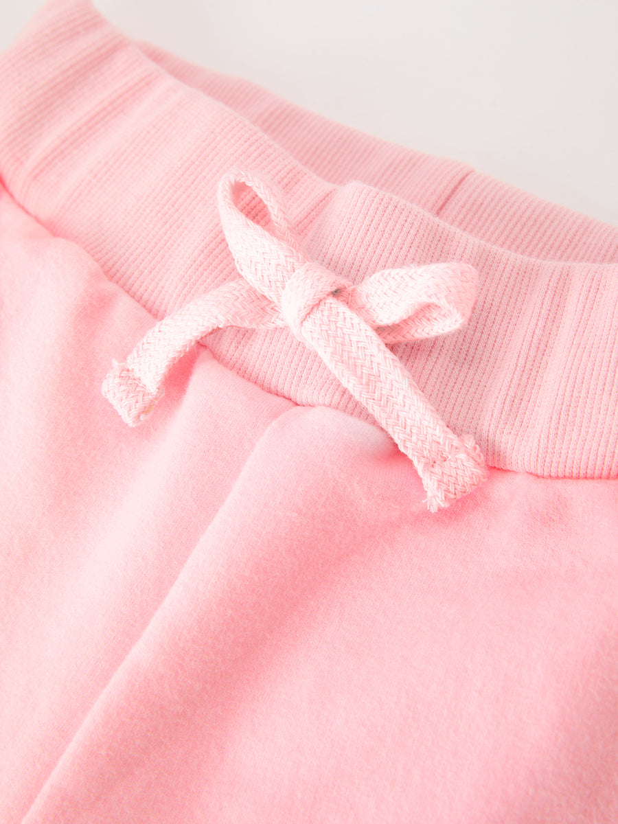 Christmas Tree Appliqué Girls Pink Sweatshirt And Pants Set