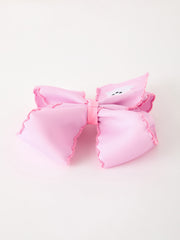 Halloween Girls Pink Ghost Embroidered 6.25" Hair Bow