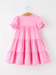 Christmas Santa Embroidery Girls Dress Ruffle Sleeve