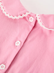 Baby Girls FALL Pink Floral Embroidered Smocked Bubble Romper