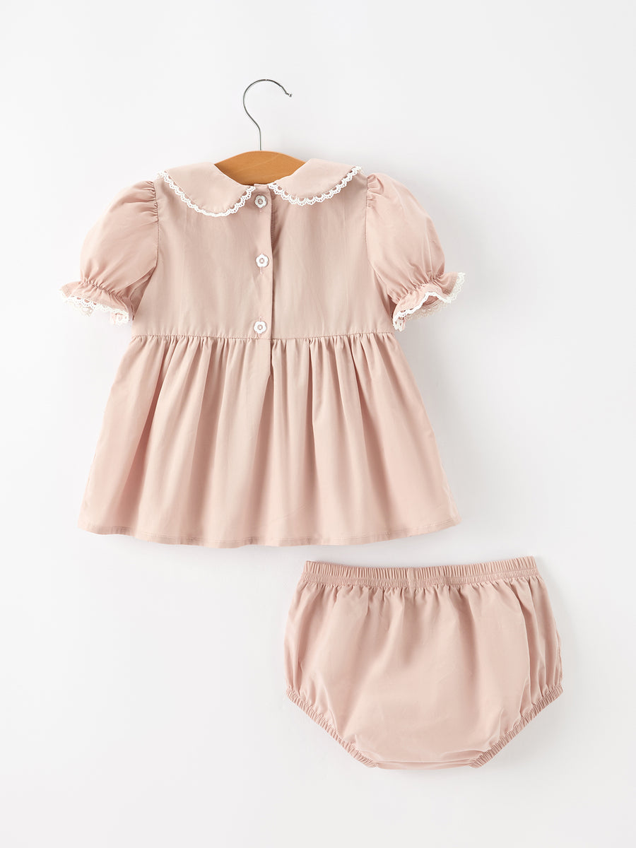 Girls FALL Floral Embroidered Smocked Bloomer Set
