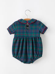 Christmas Baby Boys Plaid Smocked Peter Pan Collar Bubble Romper