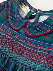 Christmas Baby Boys Plaid Smocked Peter Pan Collar Bubble Romper