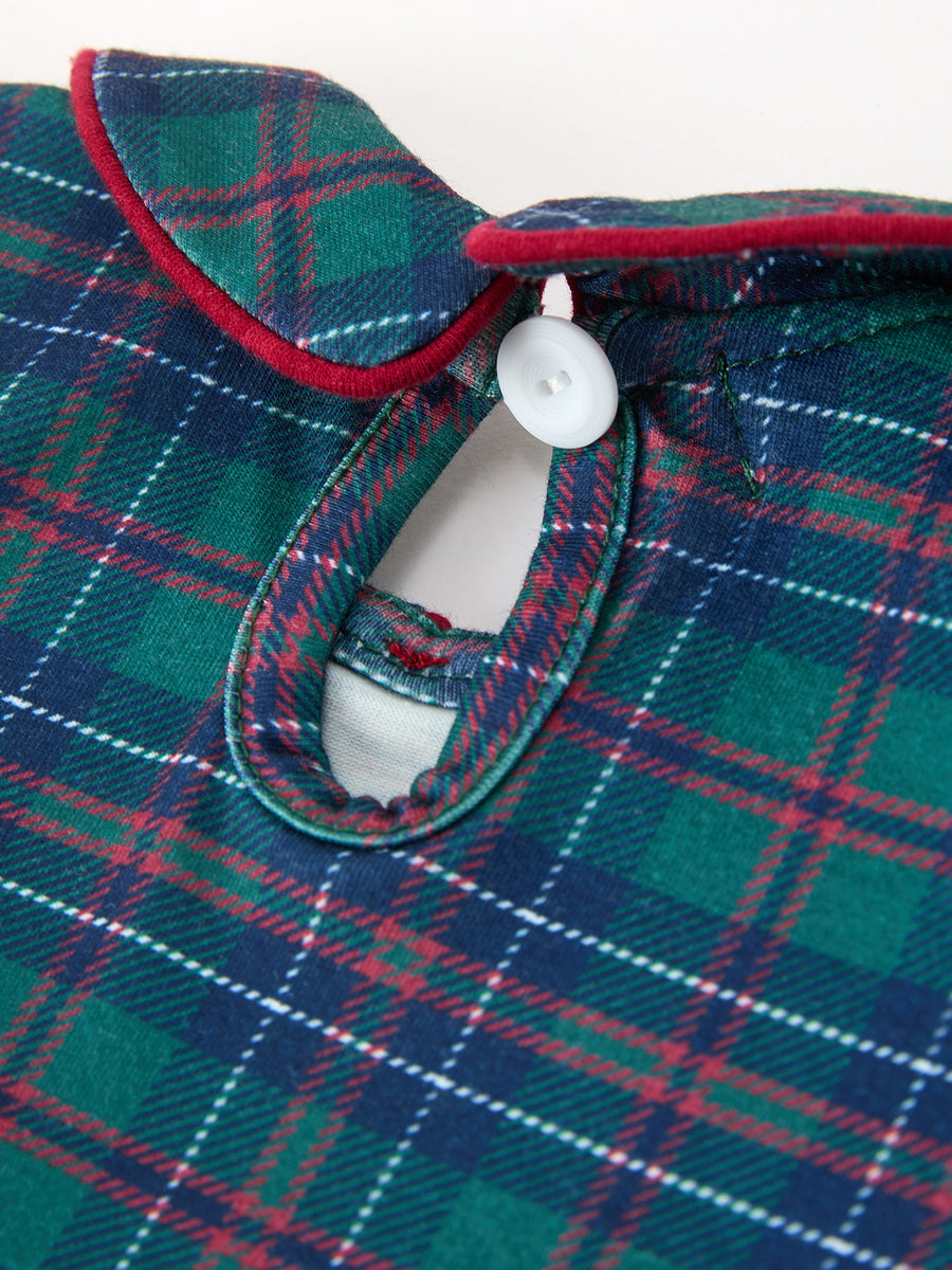Christmas Baby Boys Plaid Smocked Peter Pan Collar Bubble Romper