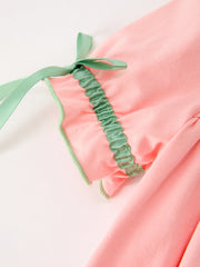 Christmas Baby Girls Pink Christmas Tree Embroidered Ruffle Romper