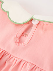Christmas Baby Girls Pink Christmas Tree Embroidered Ruffle Romper