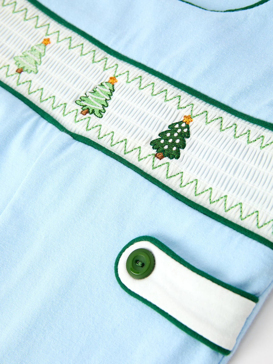 Christmas Boys Blue Christmas Tree Embroidered JonJon