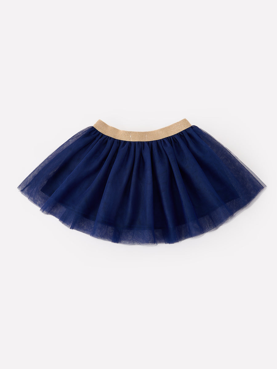 FALL Girls Navy Fox Sequin Tulle Tutu Skirt