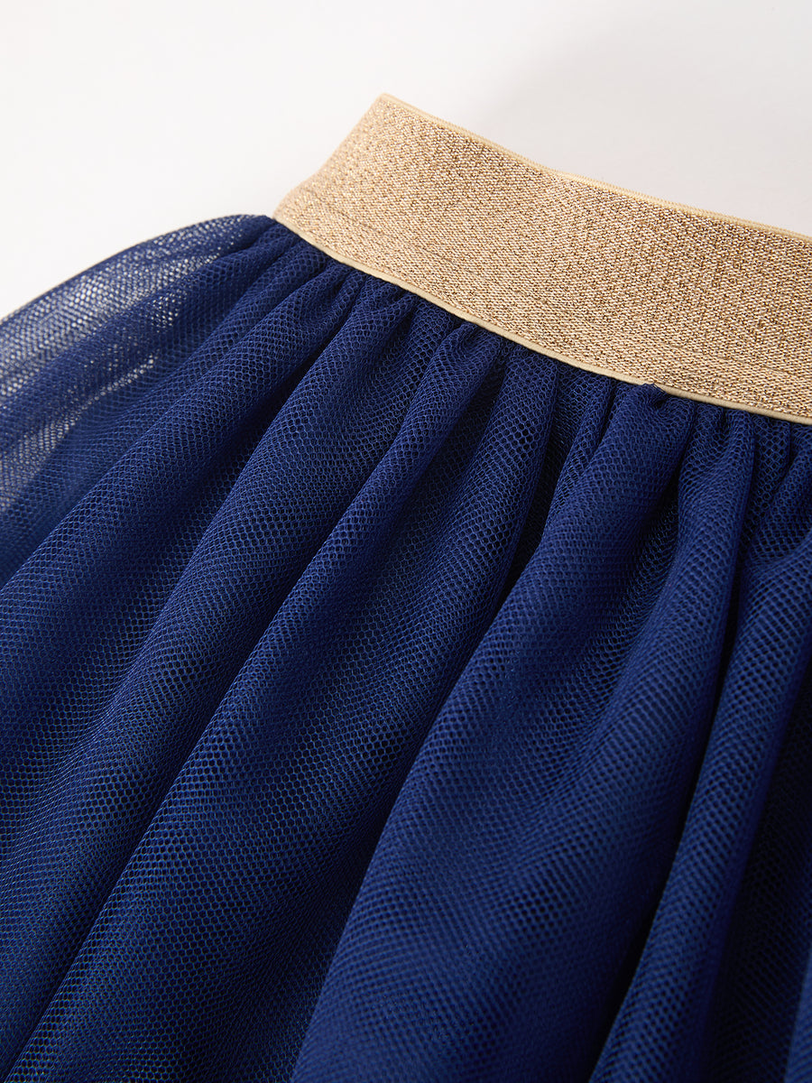 FALL Girls Navy Fox Sequin Tulle Tutu Skirt