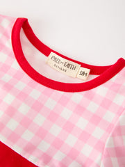 Valentine’s Day Baby Girls Pink Plaid Heart Applique Top & Bloomer Set