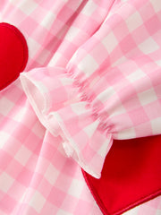 Valentine’s Day Baby Girls Pink Plaid Heart Applique Top & Bloomer Set