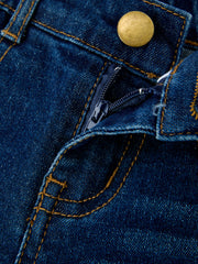 FALL Girls Floral Appliqué Denim Bell Bottom Jeans
