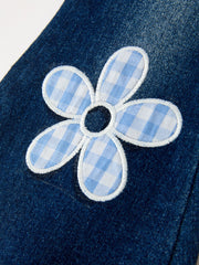FALL Girls Floral Appliqué Denim Bell Bottom Jeans