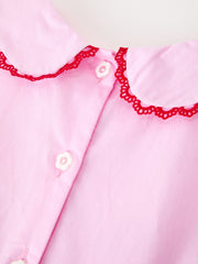 Girls Valentine's Day Pink Heart Embroidered Smocked Dress