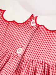 Valentine Girls Red Plaid Heart Embroidered Lace Dress