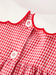 Valentine Baby Girls Red Plaid Heart Embroidered Top & Bloomer Set