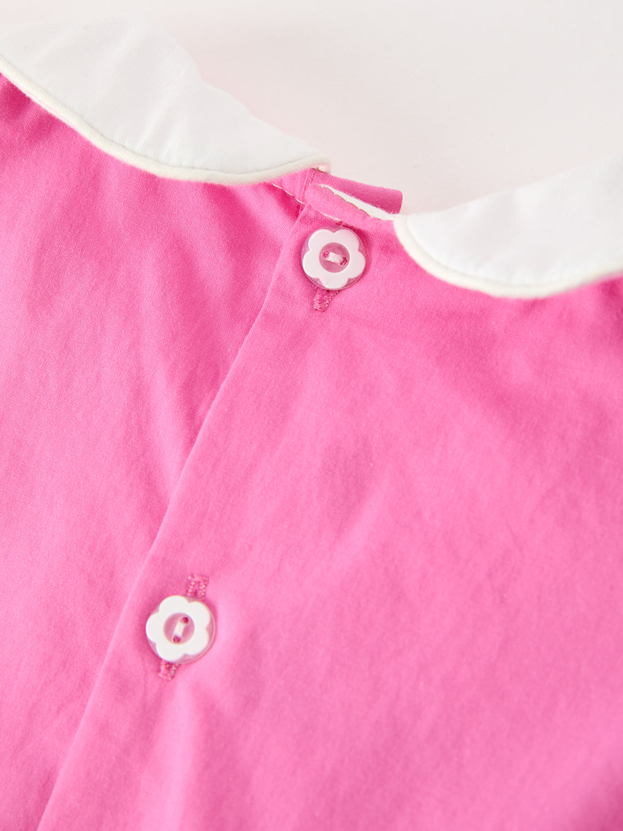 FALL Girls Hot Pink Floral Embroidered Smocked Dress