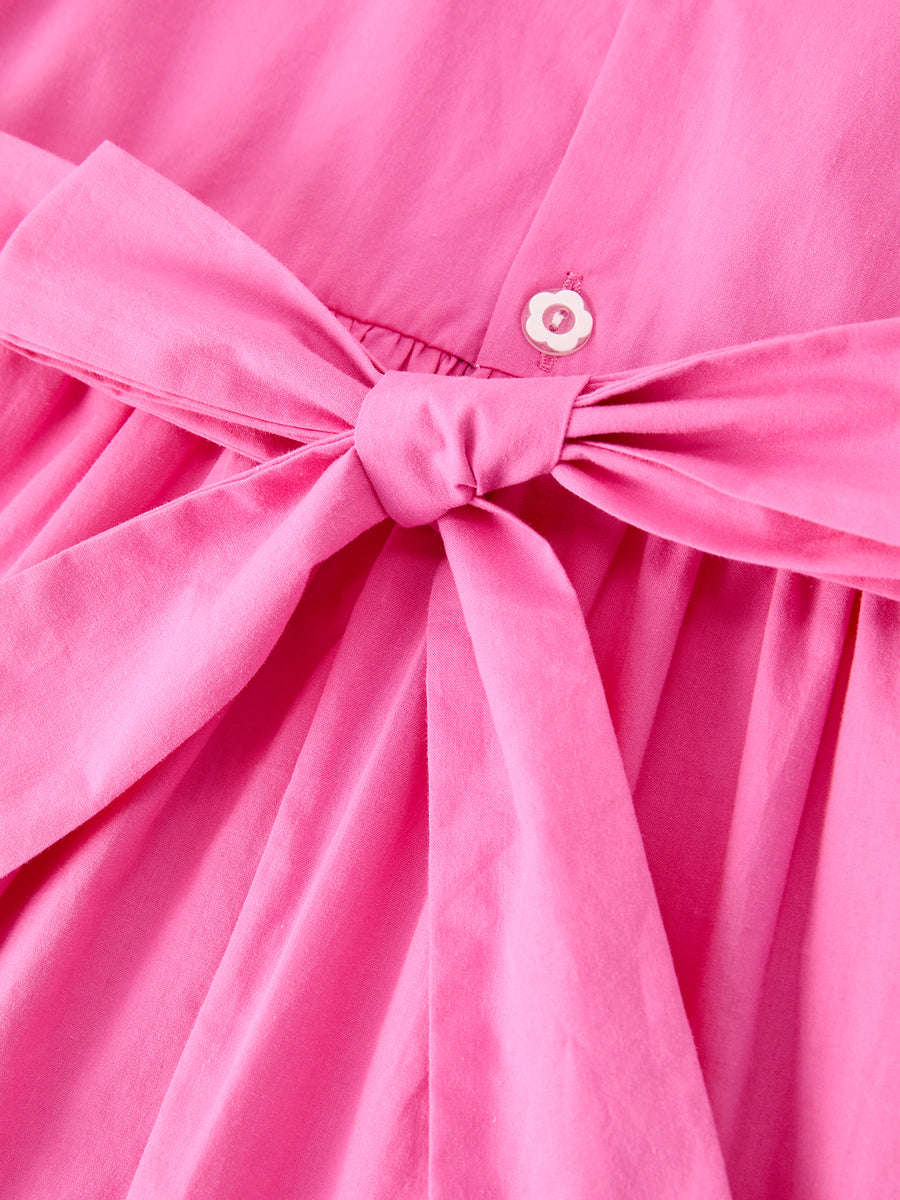 FALL Girls Hot Pink Floral Embroidered Smocked Dress