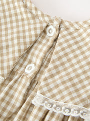 FALL Girls Khaki Plaid Floral Embroidered Bloomer Set