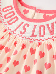 Girls Valentine's Day God Is Love Heart Smocked Dress