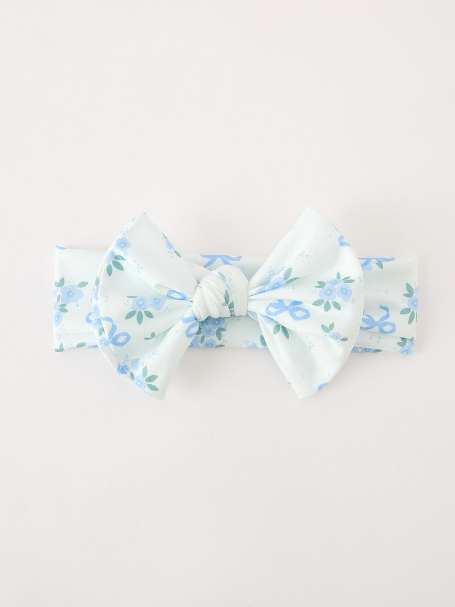 FALL Baby Girls Blue Floral Bow Headband