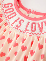 Baby Girls Valentine's Day God Is Love Embroidered Bubble Romper