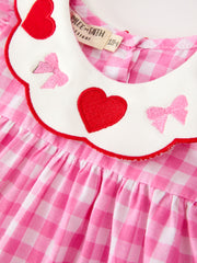 Baby Girls Valentine's Day Pink Plaid Heart & Bow Bloomer Set