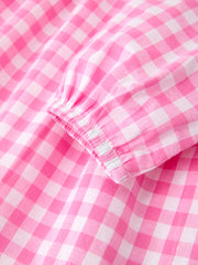 Girls Valentine's Day Pink Plaid Heart & Bow Collar Dress