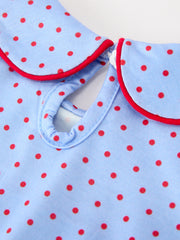 Baby Girls Valentine's Day Blue Heart & Bow Smocked Bubble Romper