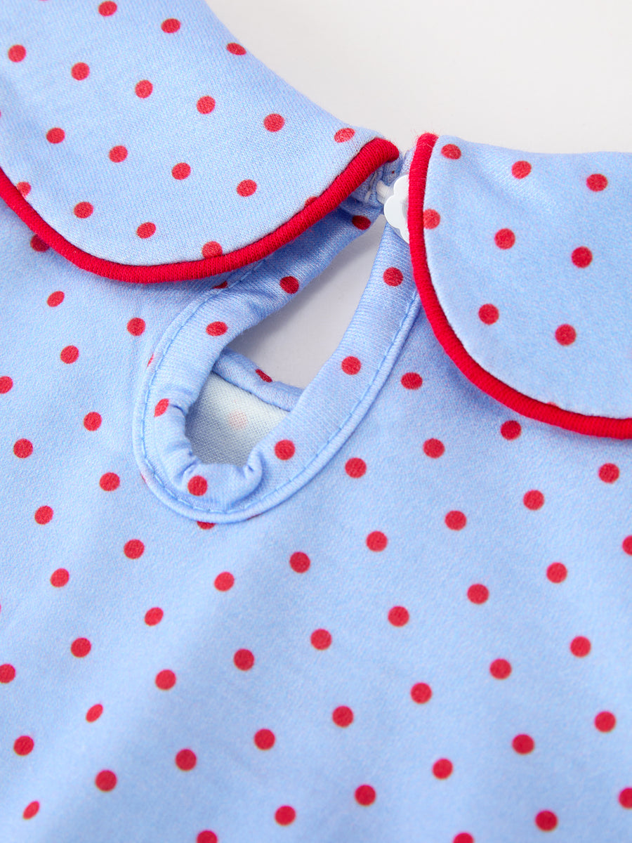 Baby Girls Valentine's Day Blue Heart & Bow Smocked Bubble Romper