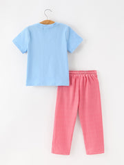 Boys Valentine's Day Blue Smocked Heart T-Shirt & Red Plaid Pants Set