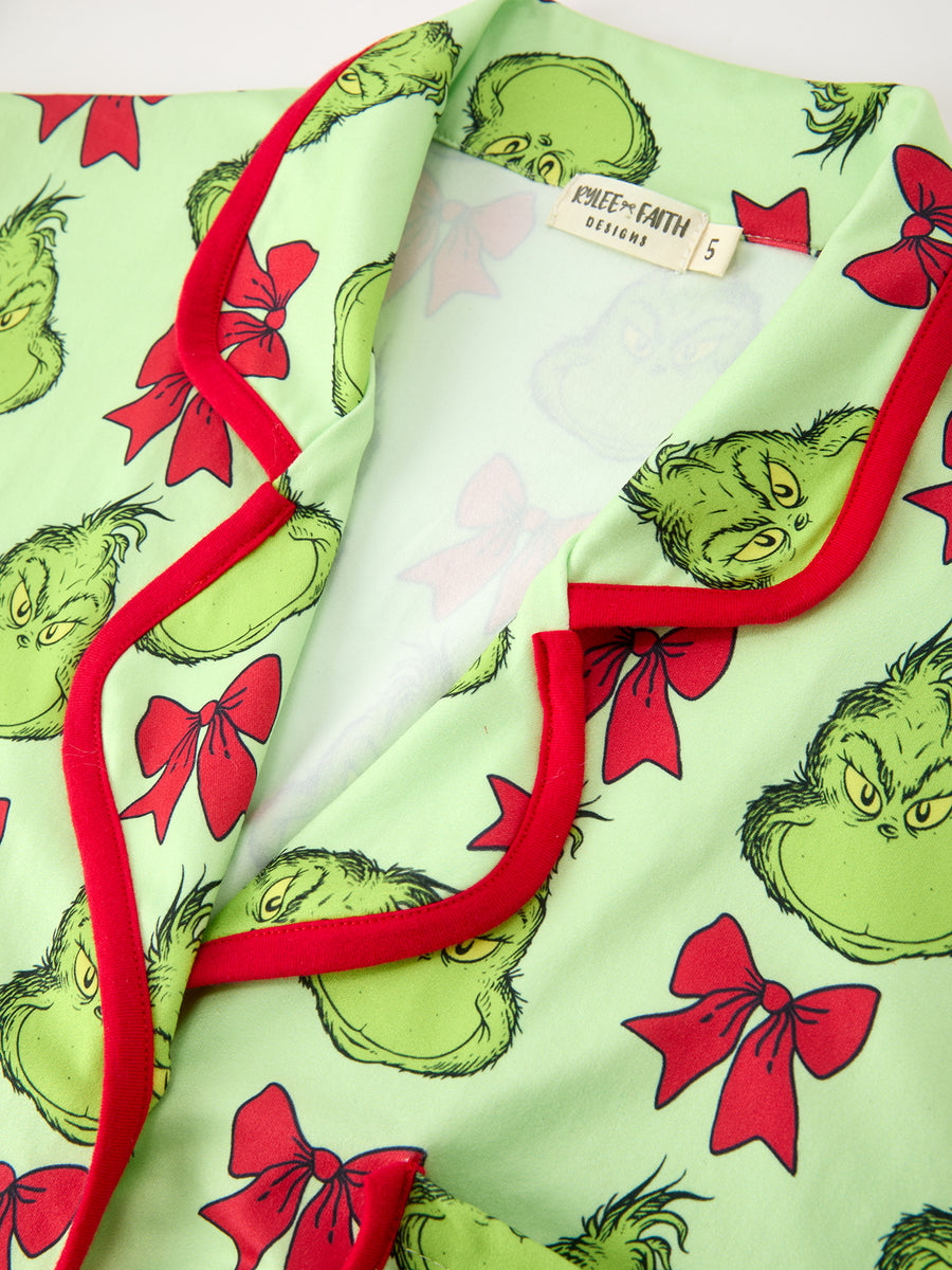 Mommy And Me Christmas  Character Bow Print Girls Pajama Set