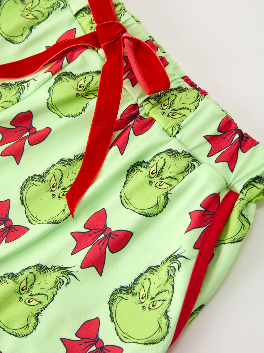 Mommy And Me Christmas  Character Bow Print Girls Pajama Set