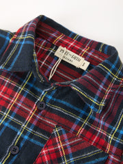 Christmas Boys Red Navy Plaid Button Down Shirt