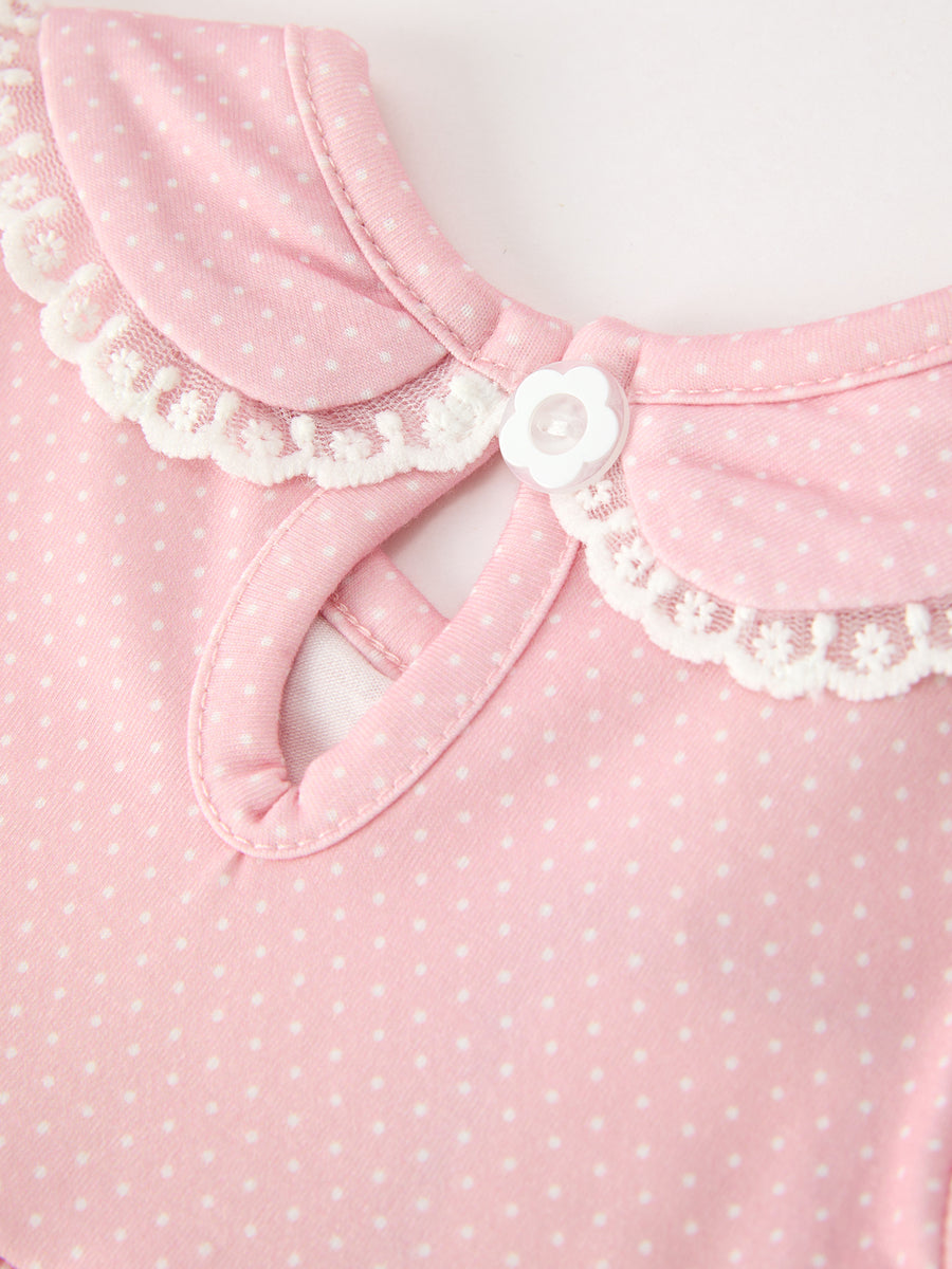 Fall Girls Pink Floral Smocked Bow Scallop Bloomer Set