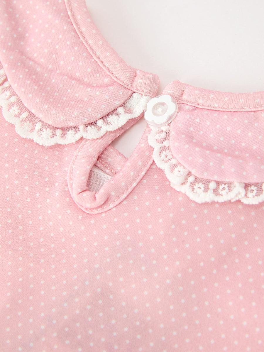 Fall Girls Pink Floral Smocked Bow Scallop Dress