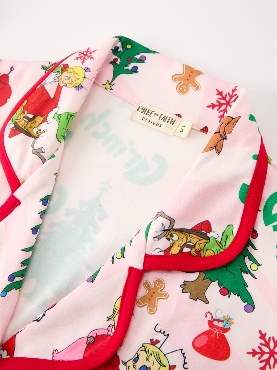 Christmas Tree Character Mommy And Me Ruffle Pajamas Set
