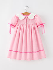 Valentine’s Day Girls Conversation Heart Scallop Collar Pink Dress